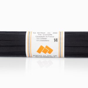 Elástico Chato Preta N 14 ( 8 mm ) - Peça