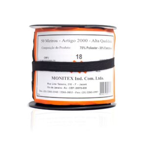 Elástico Chato Preto N 18 ( 12 mm ) - carretel