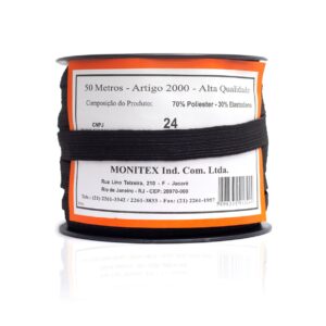 Elástico Chato Preta N 24 ( 16 mm ) - carretel